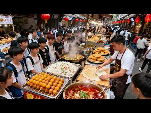 A wildly popular food street in Chengdu, China, is packed with young people!