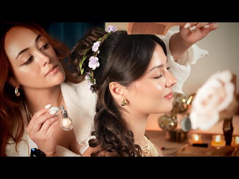 ASMR Bridgerton Regency Inspired Updo: ASMR HairStyling & Accessories | Soft Spoken