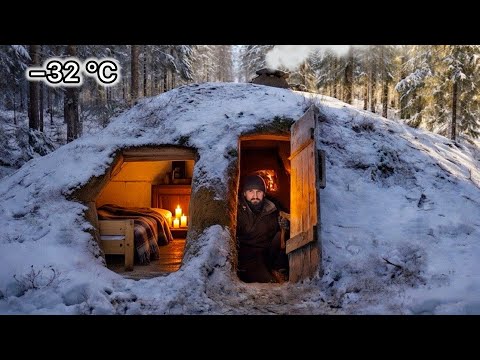 Building a Secret Winter Shelter to Survive Extreme Cold