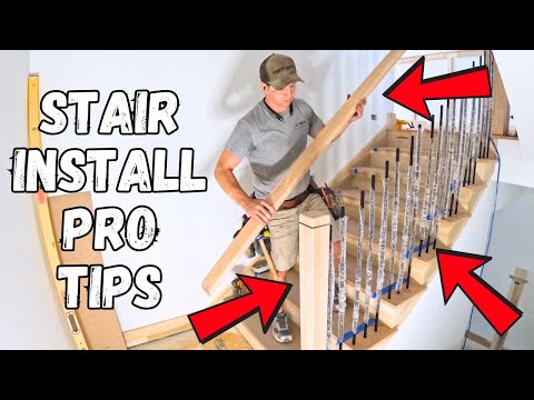 FULL RAKE STAIRCASE INSTALL | Newel, Baluster, & Handrail Install