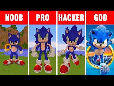 Minecraft NOOB vs PRO vs HACKER vs GOD: SONIC THE HEDGEHOG PART 2 HOUSE BUILD CHALLENGE in Minecraft