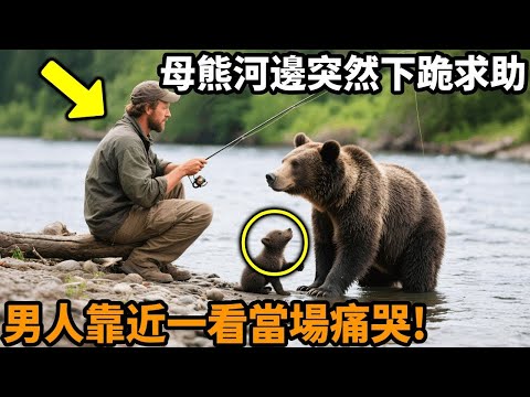 母熊在河邊突然下跪求助釣魚男人,男人疑惑上前查看,眼前的一幕卻讓他掩面痛哭!#母熊 #動物救助 #求助 #不可思議 #動物情感 #母愛 #動物故事 #真實故事 #心靈飼養員