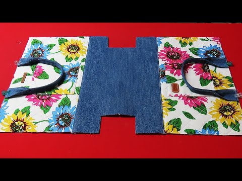 DIY안입는 셔츠와 청바지 절대 버리지 마세요! "명품"이 됩니다!/floral beach tote bag tutorial/ made of old shirt & jeans