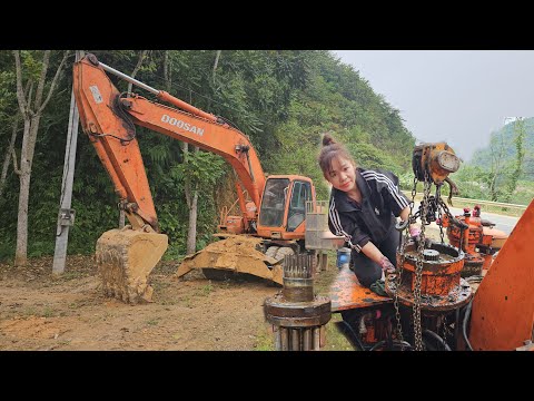 Talented girl's challenge: repairing a super large 210 excavator in a tight space