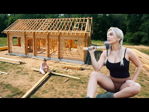 Timelapse It took a Single Mother 60 days to Complete a Wooden House on the Edge of the Forest