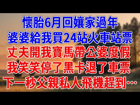 懷胎6月回孃家過年,婆婆給我買了24小時火車站票,丈夫開我寶馬帶公婆海南度假。我笑笑停了黑卡退了車票,下一秒父親私人飛機趕到…#為人處世#經驗#情感故事#戀愛#情感#婚姻#人生感悟