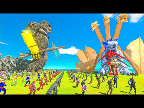 Kong x Godzilla 2014 revolt battle with Superheroes army vs TEAM TITANS MONSTER - ARBS