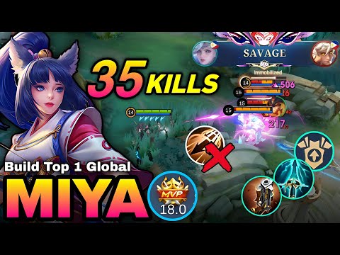 35 KILLS + SAVAGE!! OP Damage Late Game Monster!! - Build Top 1 Global Miya ~ MLBB