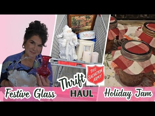 Vintage Glass as Holiday Decor & Salvation Army Haul + Homemade Holidays Series: PLUM JAM!