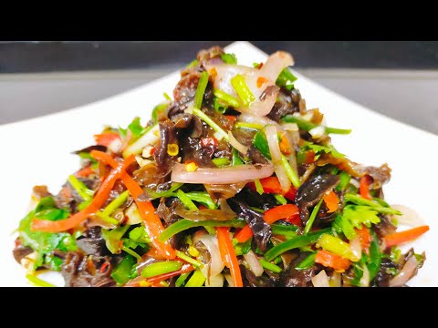 How to make wood ear mushroom salad . ကြွက်နားရွက်မှိုသုတ်/ တရုတ်အစားအစာ