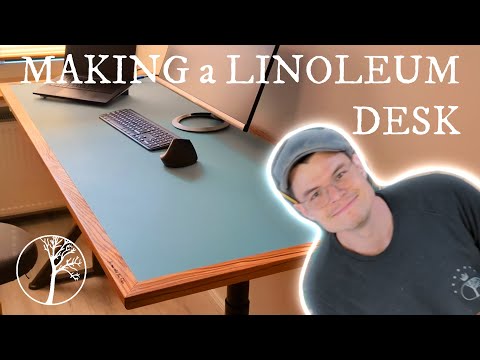 Building a Beautiful Desk from Ashwood, a Recycled Door and Linoleum.