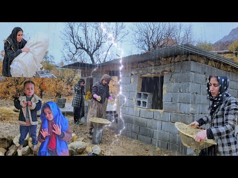 storms and rains in the mountains; A nomadic family tries to survive and build a house in the rain⛈️