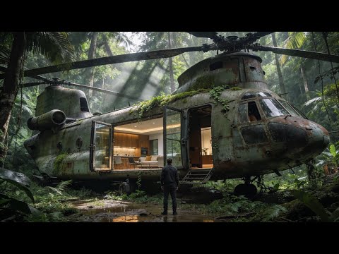 No one knew this CH-47 Chinook was here! He secretly turned an abandoned Plane into a home (ASMR)