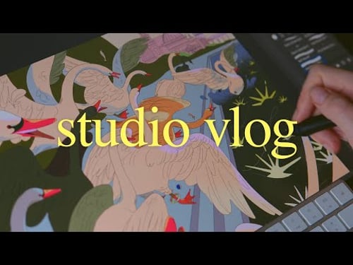 studio vlog | Finishing client work for the year, drawing another derpy cat