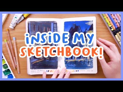 Sketchbook Tour! My mixed media sketchbook flip through π¨