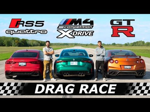2022 BMW M4 XDRIVE vs Audi RS5 vs Nissan GTR // AWD DRAG & ROLL RACE + SURPRISE Contender