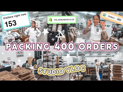 STUDIO VLOG #102 | PACKAGING ORDERS | Before, During, After Launch 400+ XXL Scrunchie Orders ☀️✨