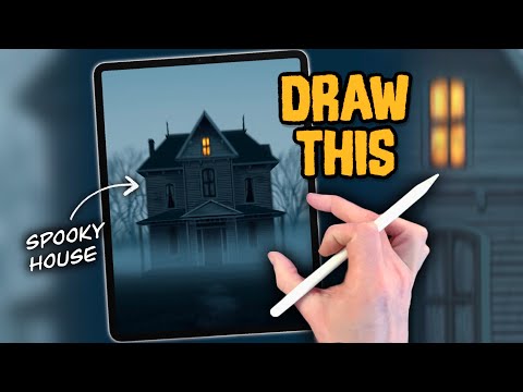 PROCREATE SPOOKY HOUSE Drawing Tutorial in easy steps