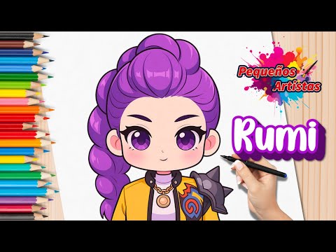 Draw and Color RUMI 💜 The K-pop Warriors 🎤 Easy Step-by-Step Tutorial for Kids