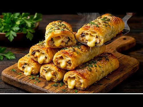Extra-knusprige Röllchen mit Hähnchen und Käse 😋🧀🍗Besser als Frühlingsrollen! 🤩🔥