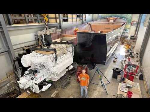 Lifting a MASSIVE engine into my brand new lobster boat