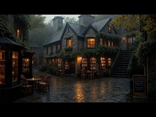 Quiet Rainy Reading in an Old Book Village | Late Night POV & Forgotten Silence | Dark Academia