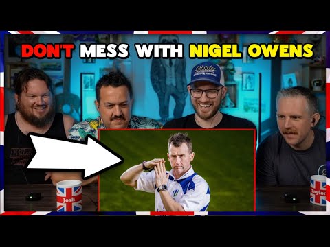 Americans React to 10 Minutes of Nigel Owens Being Nigel Owens | INTENSE!