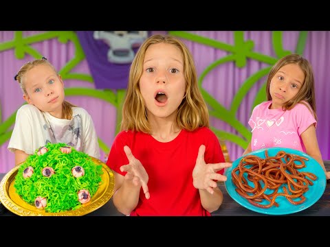 Nastya dan teman-temannya berpura-pura bermain di sekolah Menengah Monster