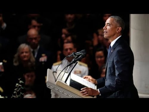 Barack Obama speaks at John McCain's Washington DC funeral