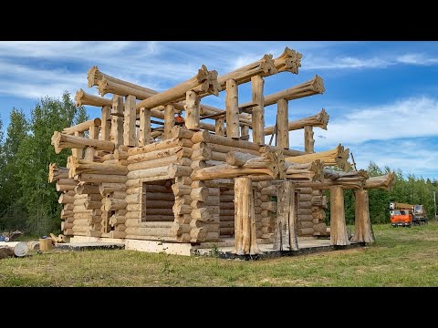 We built a Log House from Massive Logs - Full Construction Process (4K)