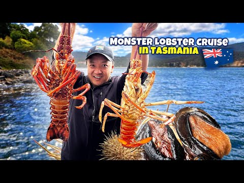 Catching & Cooking GIANT LOBSTER & OYSTERS on a Boat in Tasmania Australia
