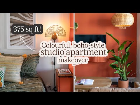 375 Sq Ft Studio Apartment Makeover *COLOURFUL, BOHO STYLE!*