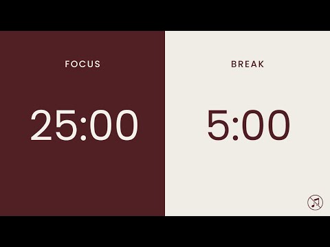 25/5 Pomodoro Timer | 4 x 25 min | Focus | Study | Reflection | Productivity