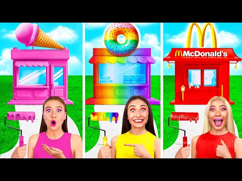 One Colored House Challenge McDonald’s vs Ice Cream vs Donuts | Prank Wars by Crazy DO