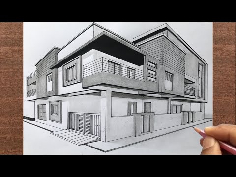 How to Draw a House in 2 Point Perspective