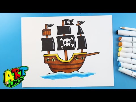 How to Draw a PIRATE SHIP