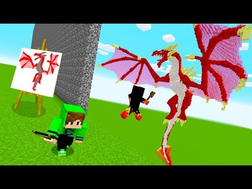 Trolei meu amigo com DESENHOS na BATALHA DE MOBS do MINECRAFT