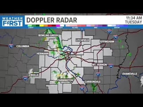 Live radar shows rain around St. Louis