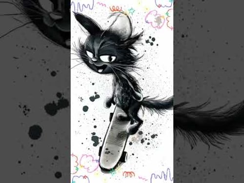 Lonely Black Cat Skates Away Heartache #kpopcat #kucinganggoralucudanimut#fyp#viralshorts