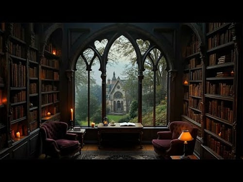 Candlelit Study Room with Gothic Windows 🕯️ | Dark Academia Ambience for Writing & Quiet Focus