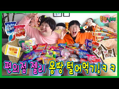 편의점 젤리 40종류 몽땅 털어 먹기ㅋㅋㅋ(흔한남매)
