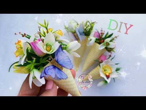 Весенний БУКЕТ🌸КОМПЛИМЕНТ🌿🌸🌿Подарок на 8 марта 🌸Миниатюрные весенние цветы из фоамирана