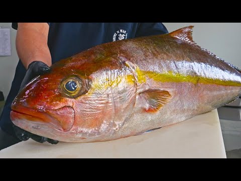Taiwanese Giant Yellowtail Fish Cutting Skills, Sashimi,Braised Fish Head /巨大紅甘魚上岸! 紅鰤魚切割技巧,生魚片,紅燒魚頭