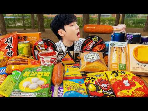 ASMR MUKBANG 편의점 핵불닭 !! 떡볶이 & 핫도그 & 김밥 FIRE Noodle & HOT DOG & GIMBAP EATING SOUND!