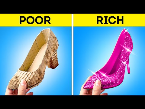 POOR GIRL VS RICH GIRL ART CHALLENGE || Awesome drawing hacks and Tips by 123 Go!