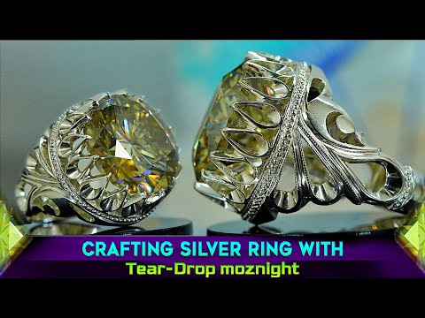 Handcrafted Men’s Silver Ring with Tear-Drop Moznight | Modern Jewelry Making Tutorial