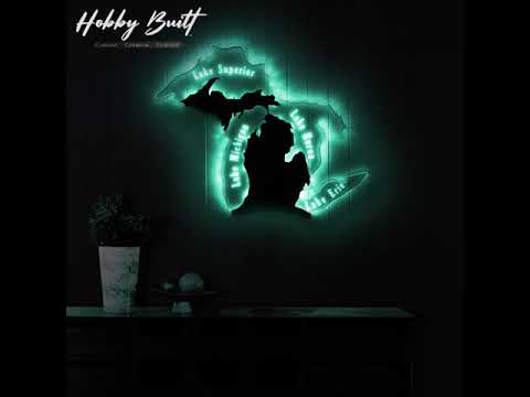 Michigan & Surrounding Lakes Edge Lit Sign | Multi-Color LED Wall Art Décor | Hobby Built