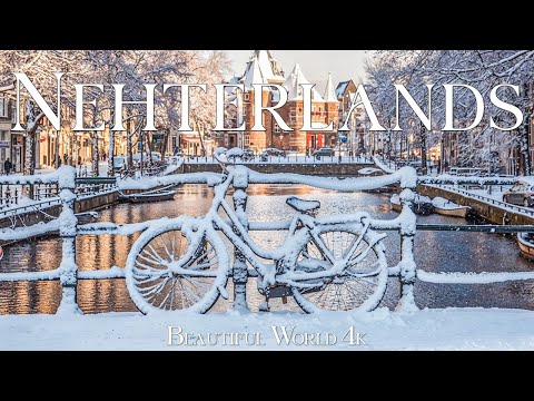 Netherlands 4K | Snow Dusted Villages Windmills and Quiet Canals