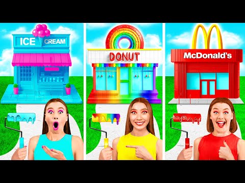 One Colored House Challenge McDonald’s vs Ice Cream vs Donuts | Funny Moments by GoFun Challenge