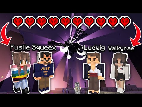 WE ACTUALLY BEAT MINECRAFT WITH ONE HEALTH BAR... (ft. Squeex, Valkyrae, Fuslie)